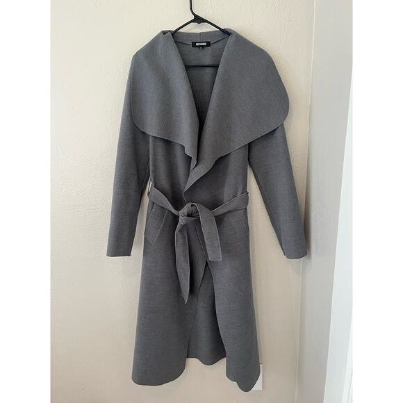Women's MISSGUIDED Waterfall Gray Coat with Tie Belt Size UK 12/US 8 - Picture 4 of 7